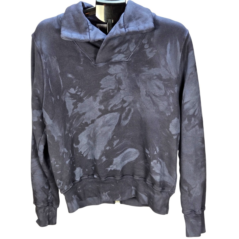 Men's‎ Les Tien XS Blue Tie Dye Shawl Collar Sweatshirt Pullover Oversize